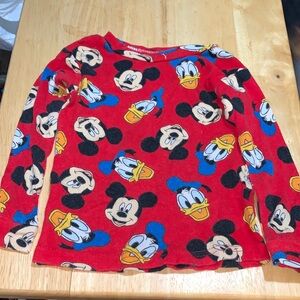 Disney Red Pajama Top with Mickey and Donald Print